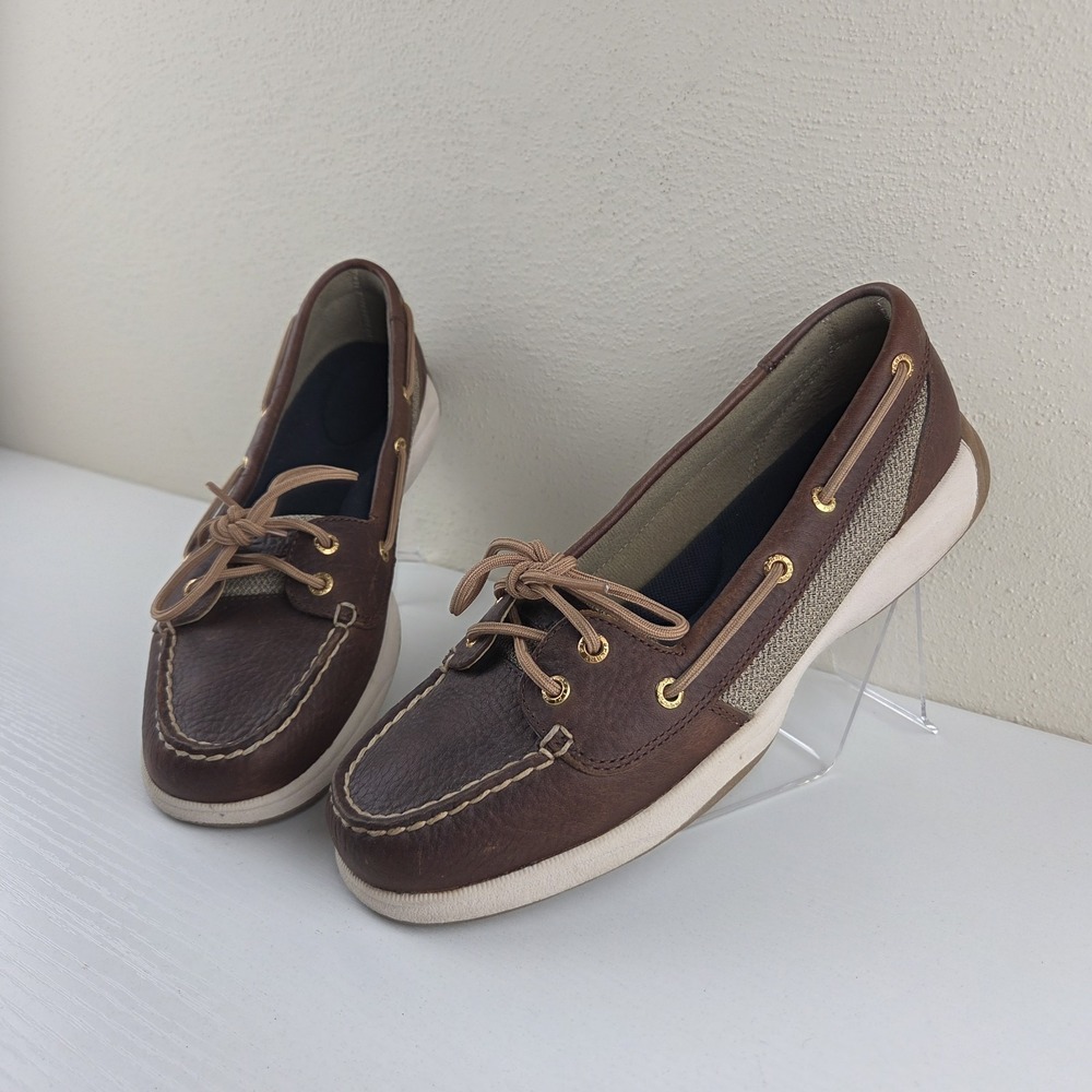 Sperry Top Sider Laguna Brown  Leather Slip On Two Eye Boat Shoes Wmns Size 8.5M